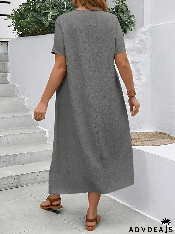 EMERY ROSE Plus Size Asymmetric Green Midi Dress