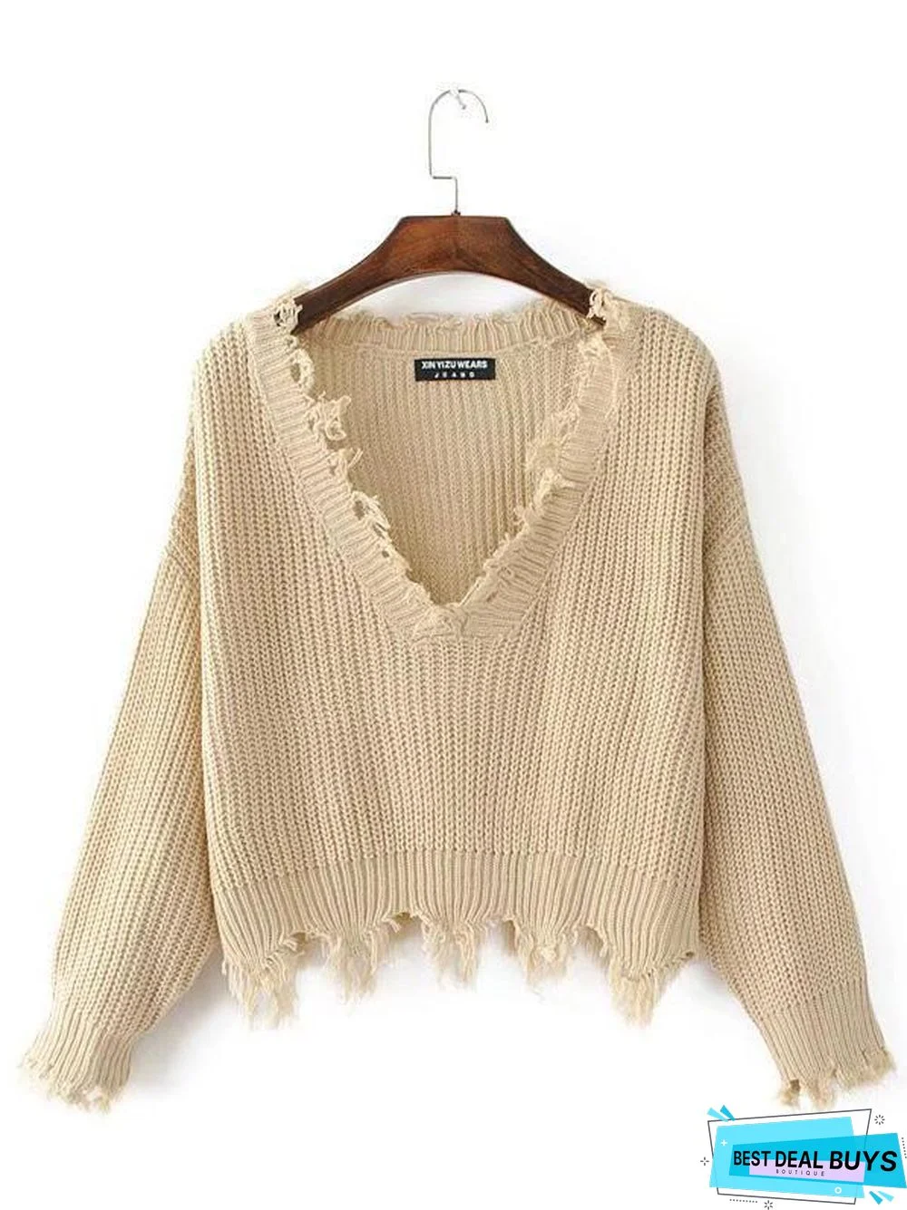 Fashion V-Neck Backless Knitting Sweater Tops