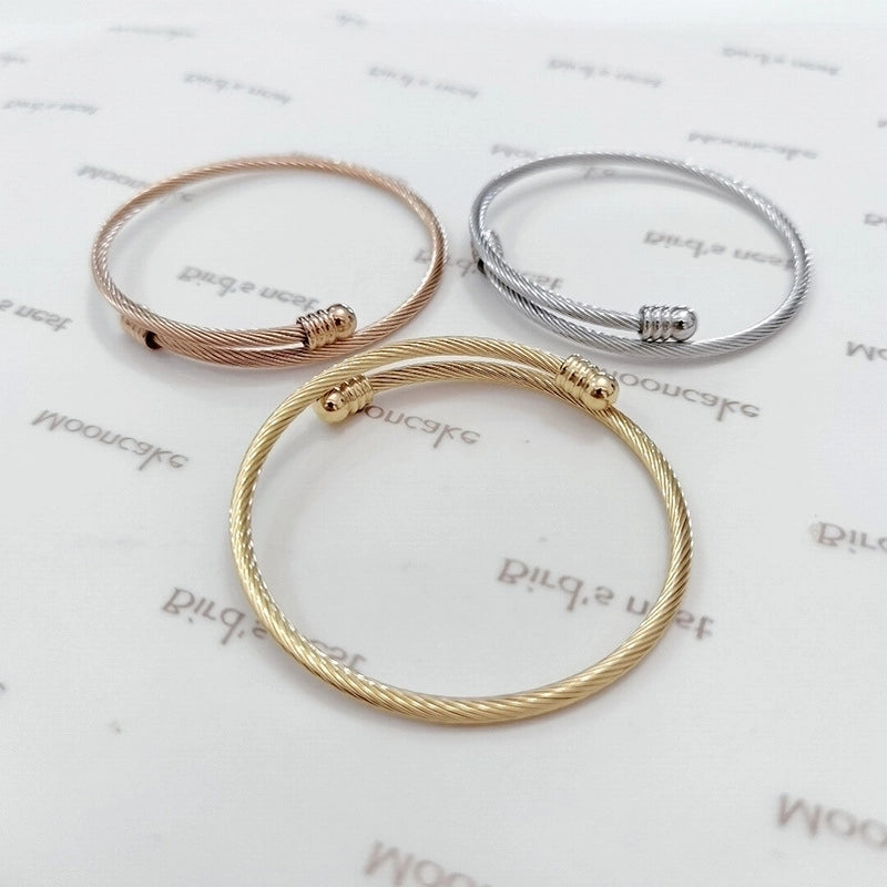 Casual Minimalist Solid Color 304 Stainless Steel Bangle In Bulk