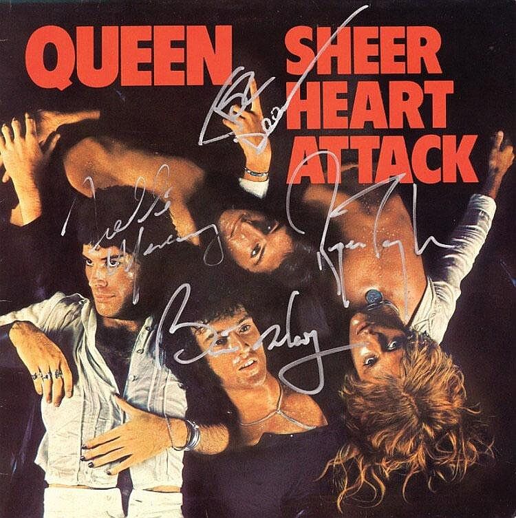 QUEEN Signed 'Sheer Heart Attack' Photo Poster paintinggraph - Rock / Freddie Mercury - preprint