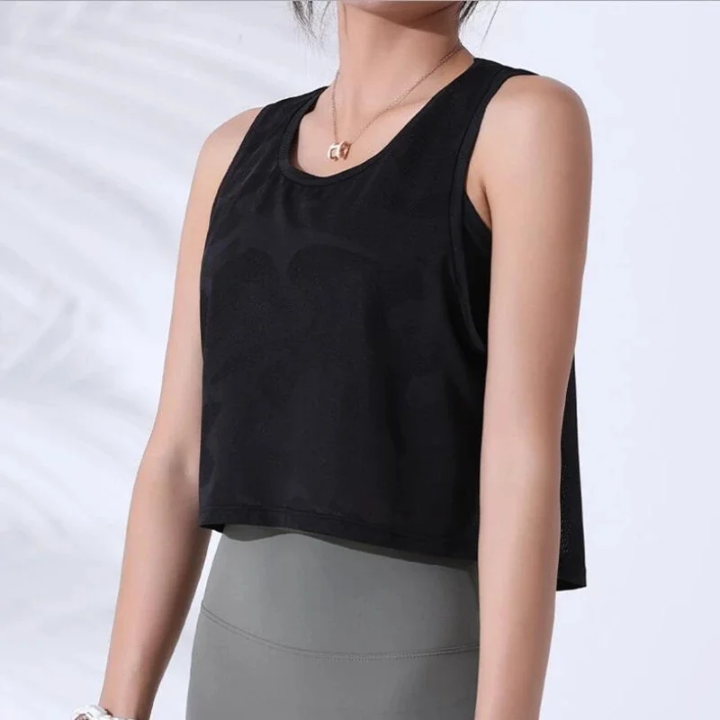 Ueong Ueong Run Lovely Sports Small Vest Female Round Collar Female Camouflage Spot Running Fitness Yoga Sleeveless Jacket