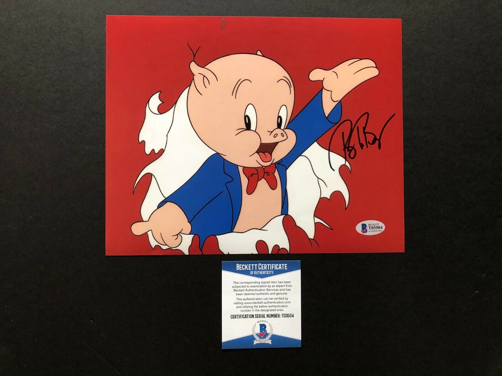 Bob Bergen Rare! signed autographed Porky Pig 8x10 Photo Poster painting Beckett BAS coa