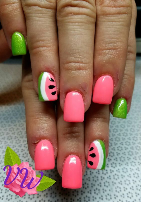 Watermelon Nail Art by @SoNailicious - SoNailicious