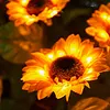 Solar Powered 3/6Head Sunflower Lights Smart Sensor Waterproof Landscape Lights Weather Proof Simulation Sunflower Decorative Lamp for Garden Lawn Courtyard Decor