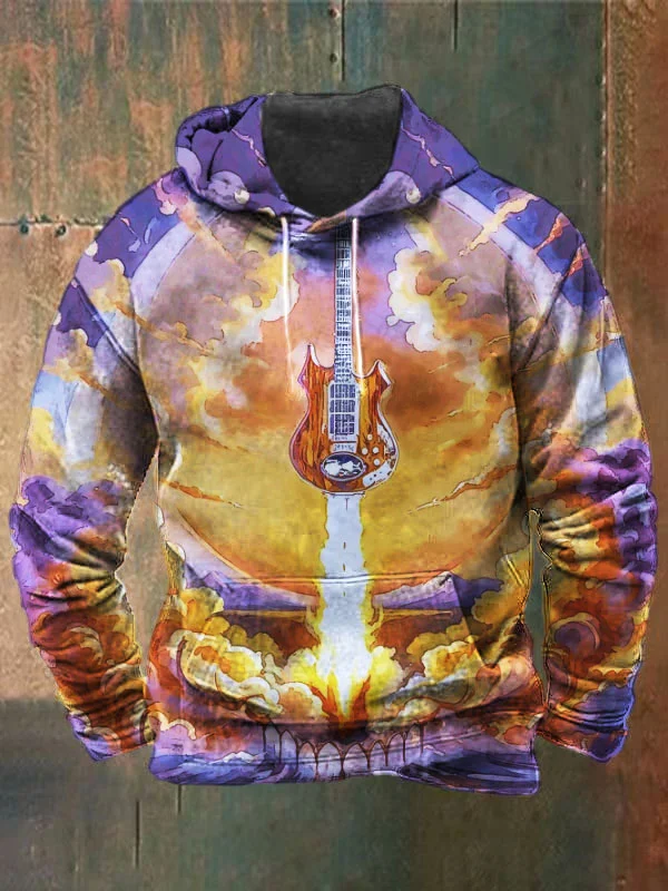 Unisex Skull Guitar Print Heavyweight Hoodies