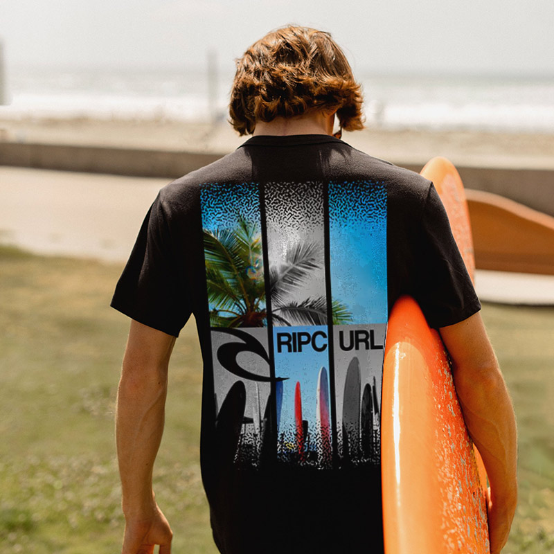 Unisex Surf Print Short Sleeve Casual T-Shirt / [blueesa] /