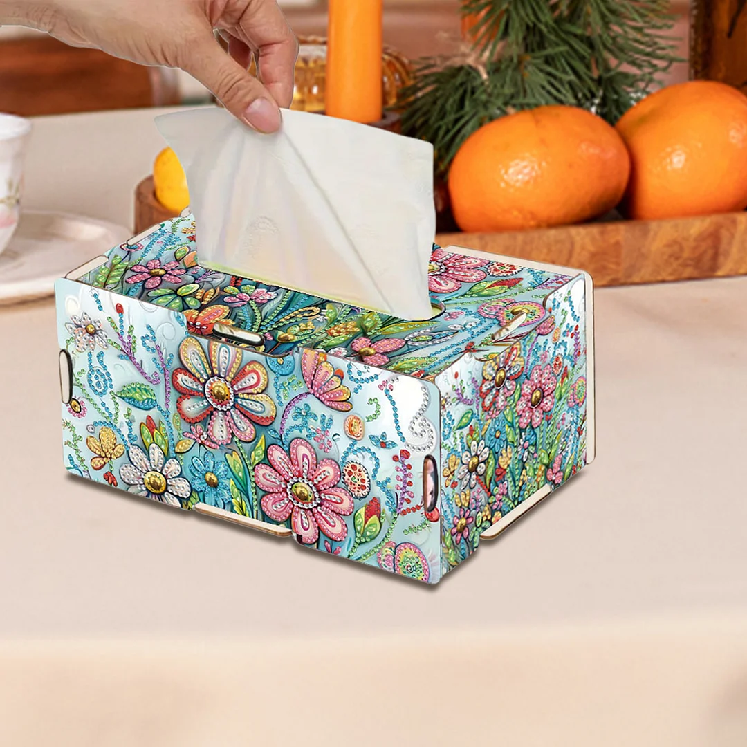 Wooden Diamond Painting Tissue Box for Home and Office Decoration(CZH015)