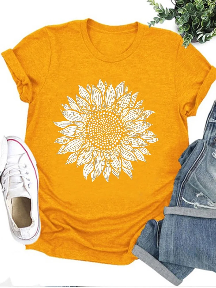 Bestdealfriday Sunflower Bloom Graphic Tee