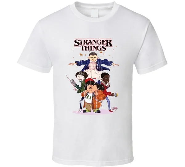 Stranger Things Tv Series Cartoon Characters Trending Worn Look T Shirt