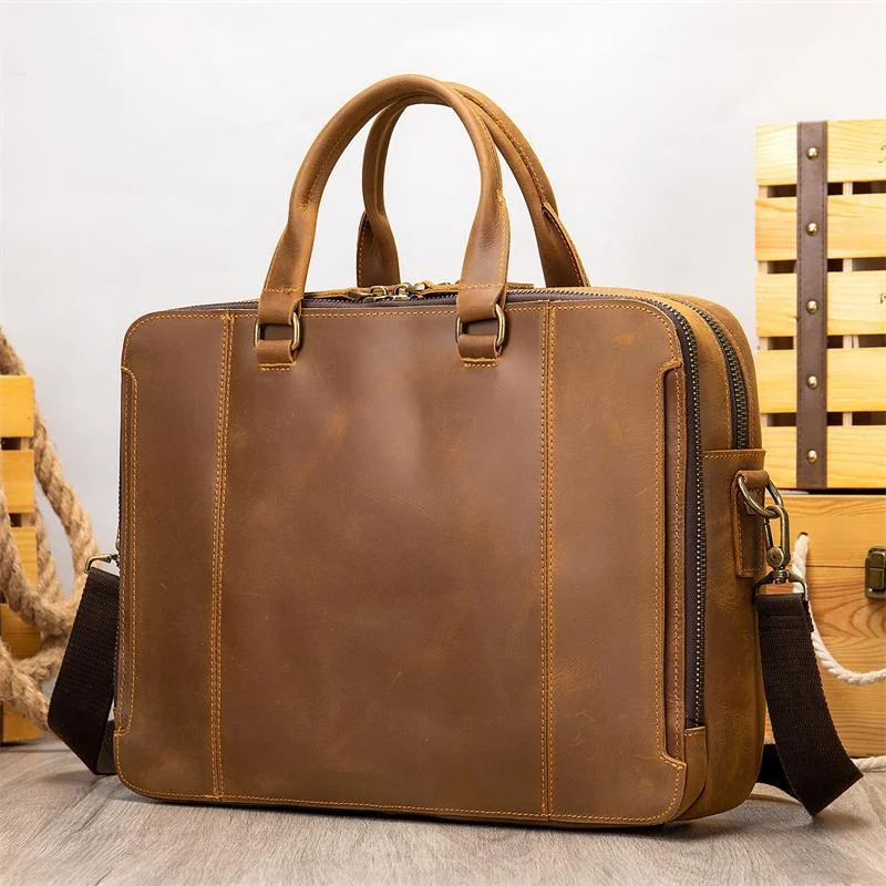 Classic Business Leather Large-Capacity Soft And Comfortable Handbag Waterproof Multifunctional Crossbody Bag