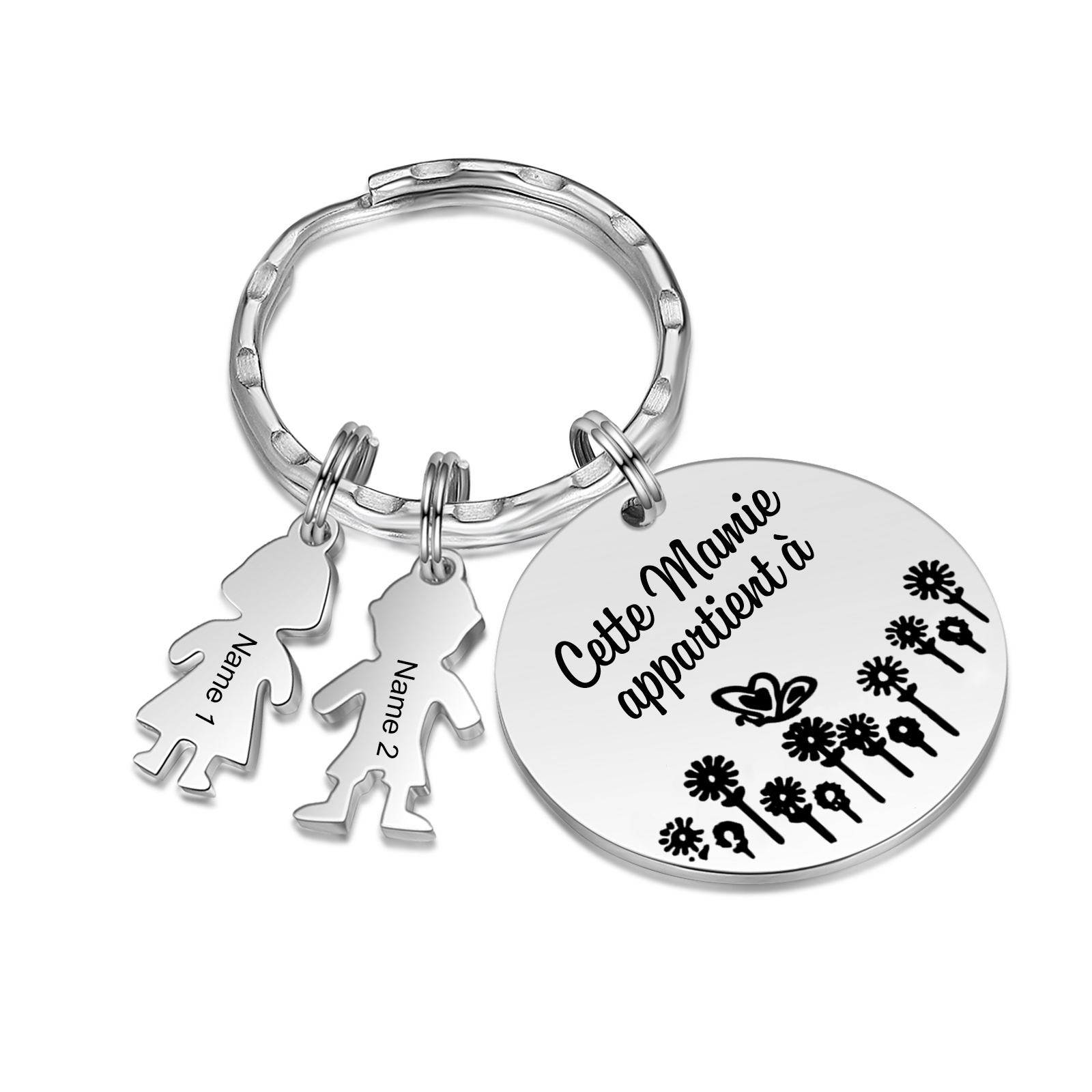 À Ma Mamie - 1-5 Noms Porte-Clés Personnalisés Avec Breloques Enfants