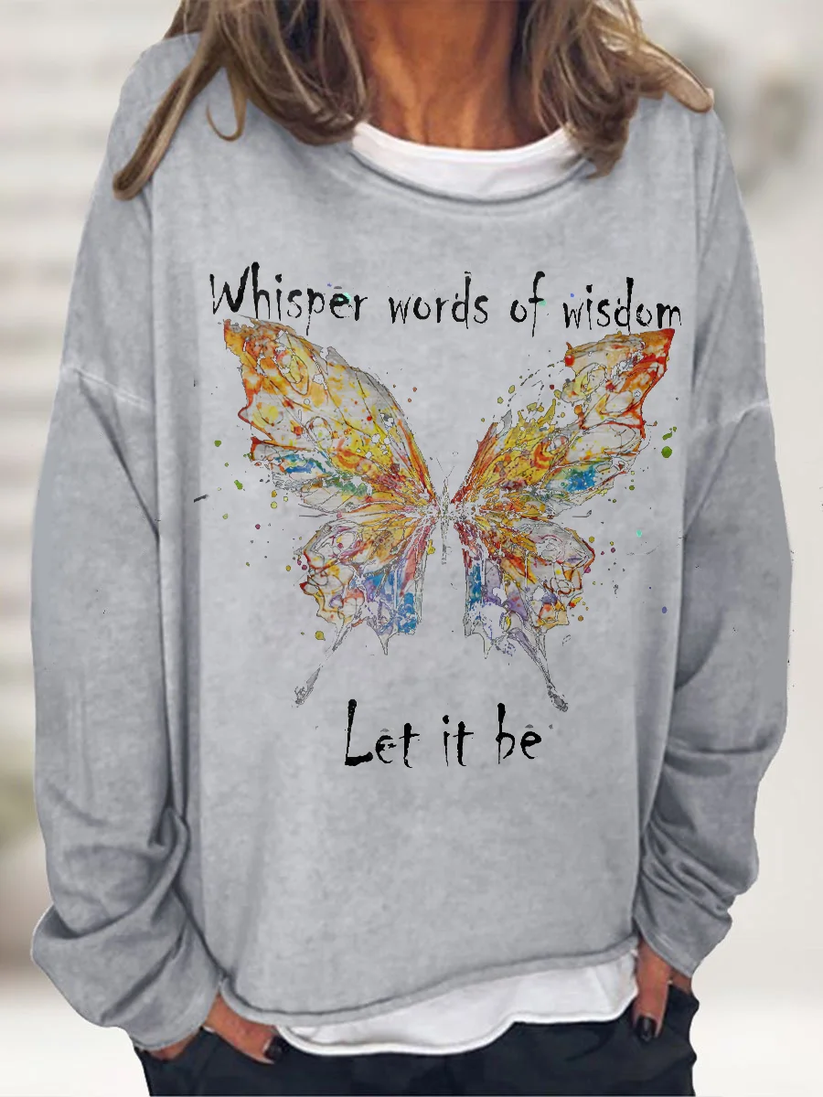 Whisper Words Of Wisdom Butterfly Printed Women's T-shirt
