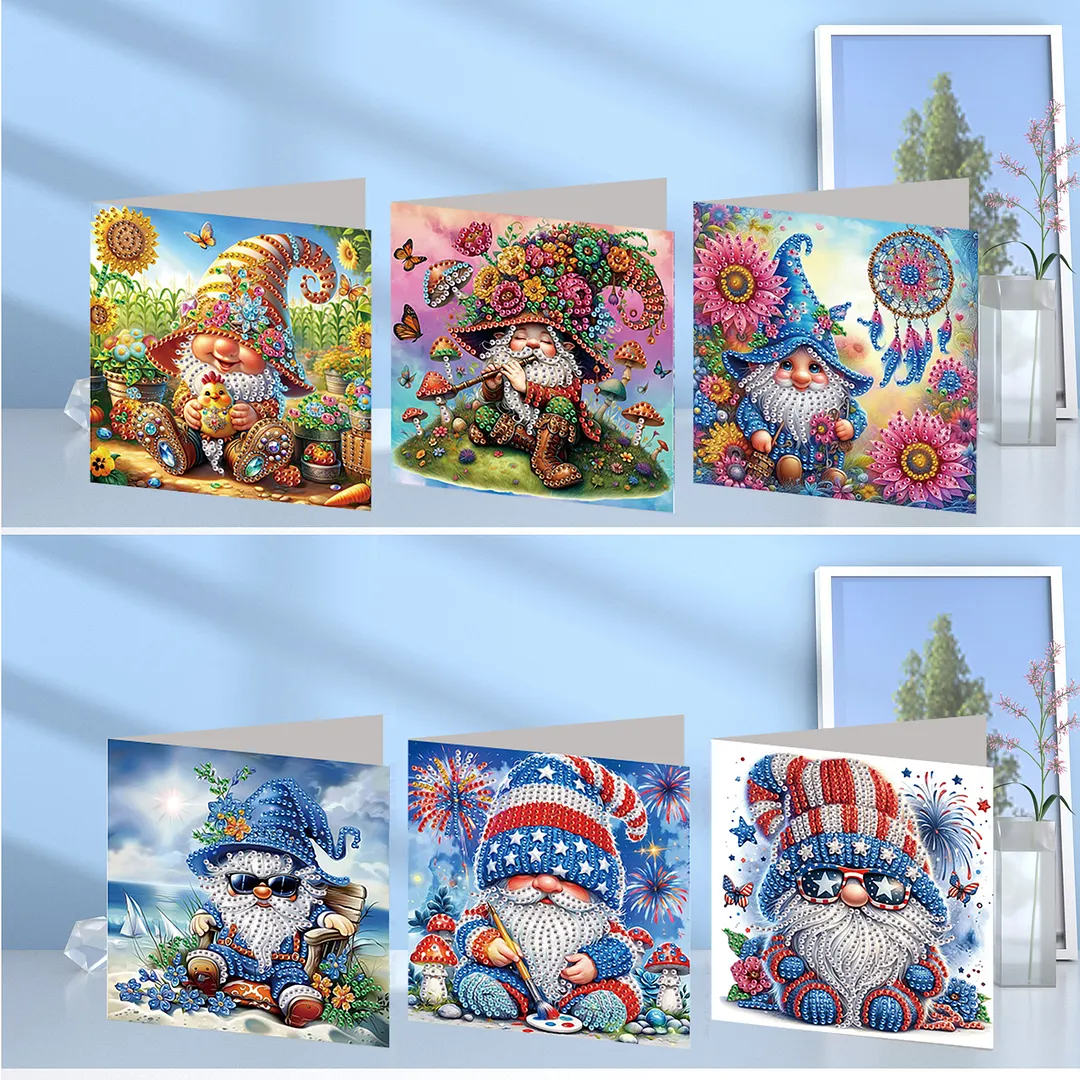 6PCS Goblin DIY Diamond Painting Greeting Card Set with Envelopes for Adults Gifts