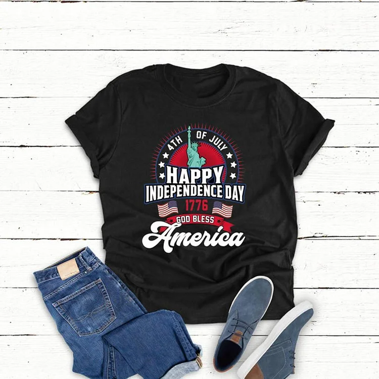 Independence Day Happy T-shirt Tee-Annaletters