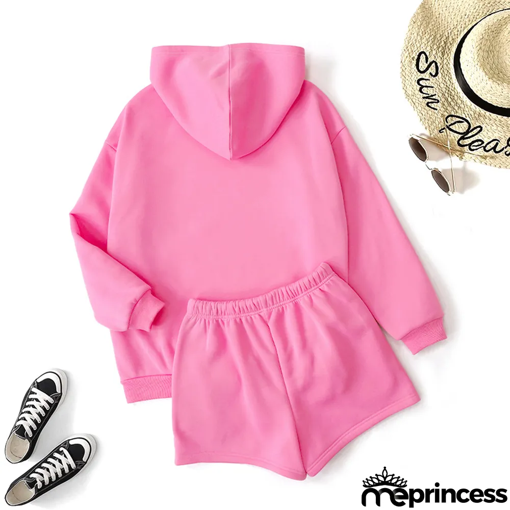 Women'S Fall Hoodies Shorts Set Fashion Sports Logo Long Sleeve Pullover Hooded Hoodies Two Piece Set