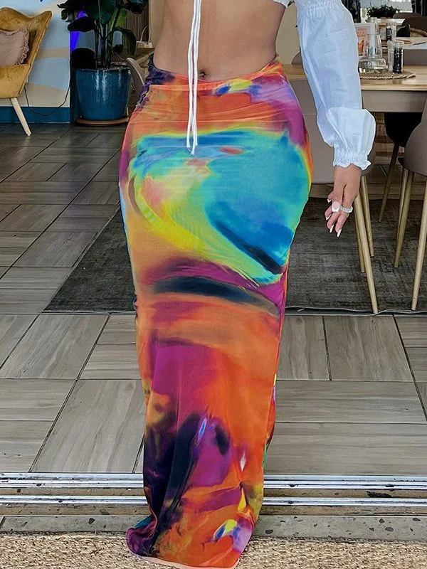 Uveng 2024 Women's Summer New Casual Painting Print Excaught Orum Dressed And Bust