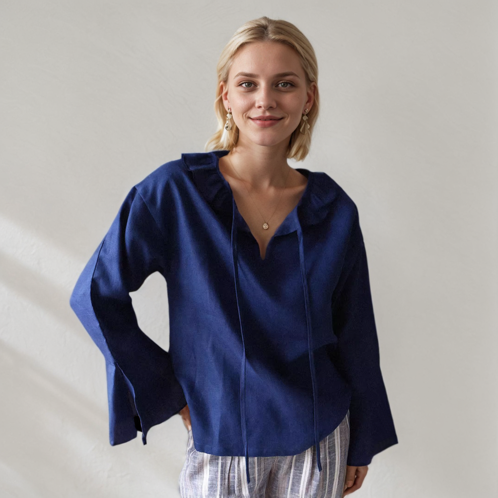 100% European Linen Empty Design Blouse REAL SILK LIFE
