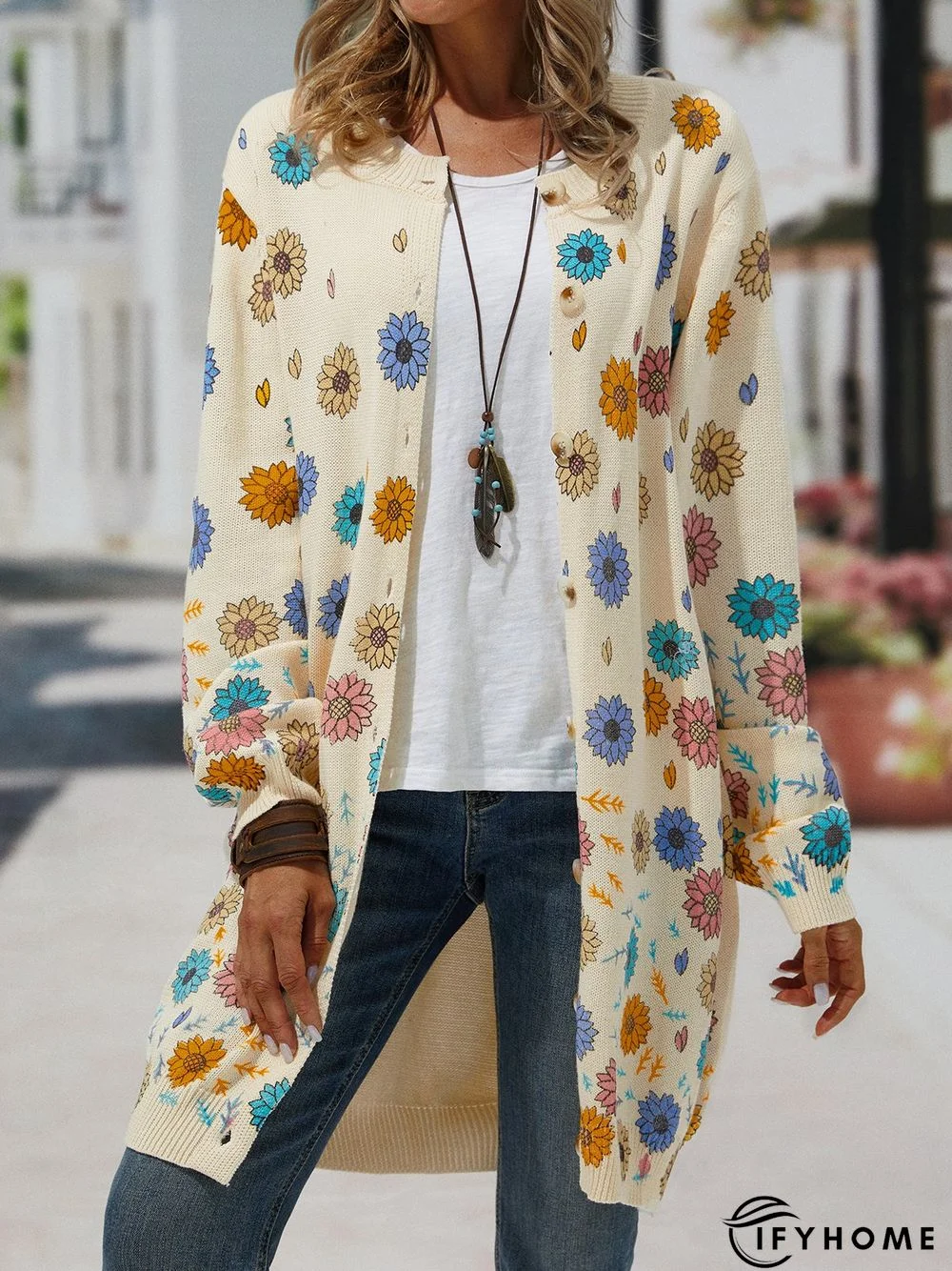 Casual Pattern Cardigan Long Sleeve Sweater coat | IFYHOME