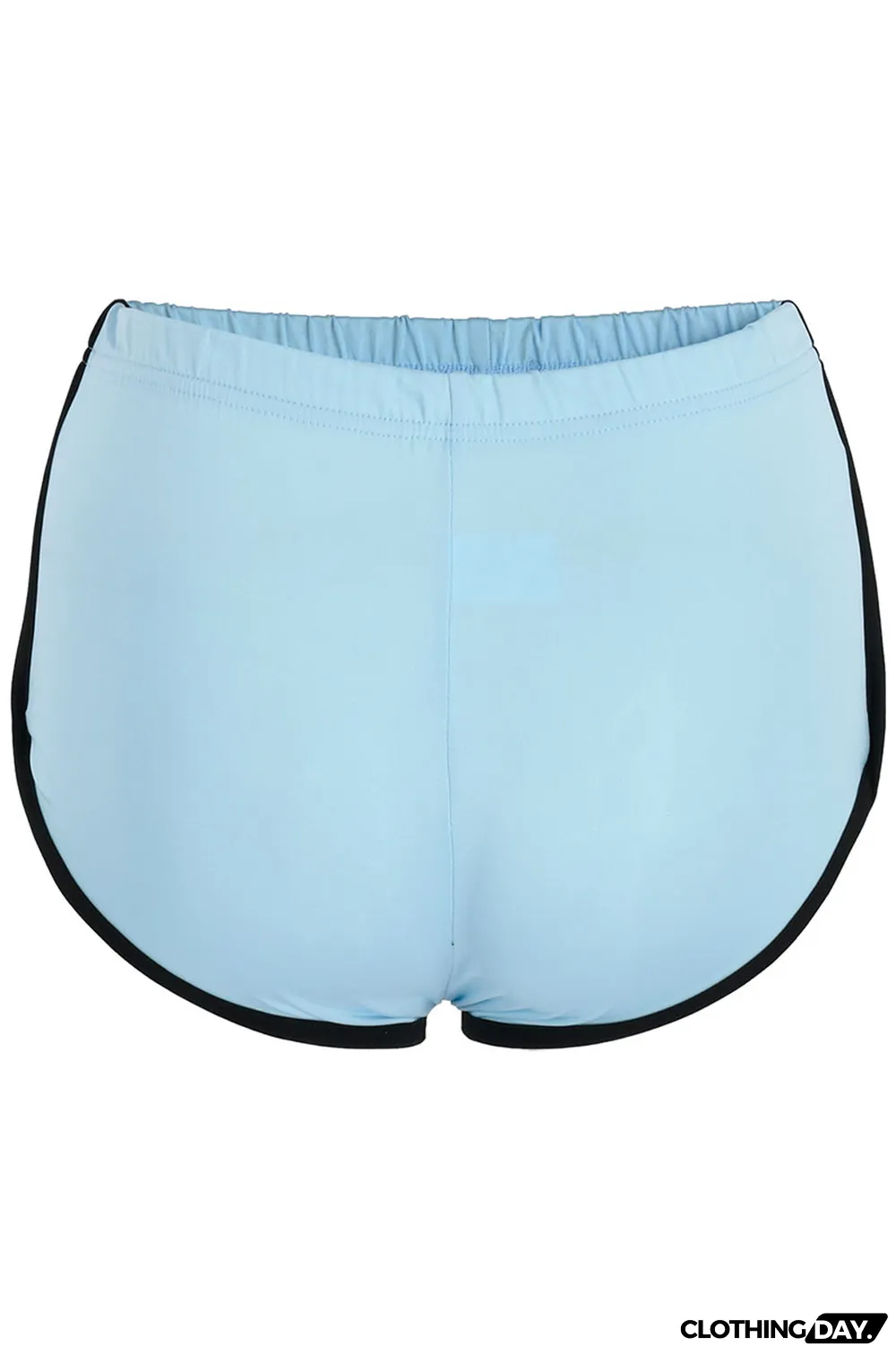 Turquoise Casual Sportswear Print Solid Patchwork Skinny High Waist Short