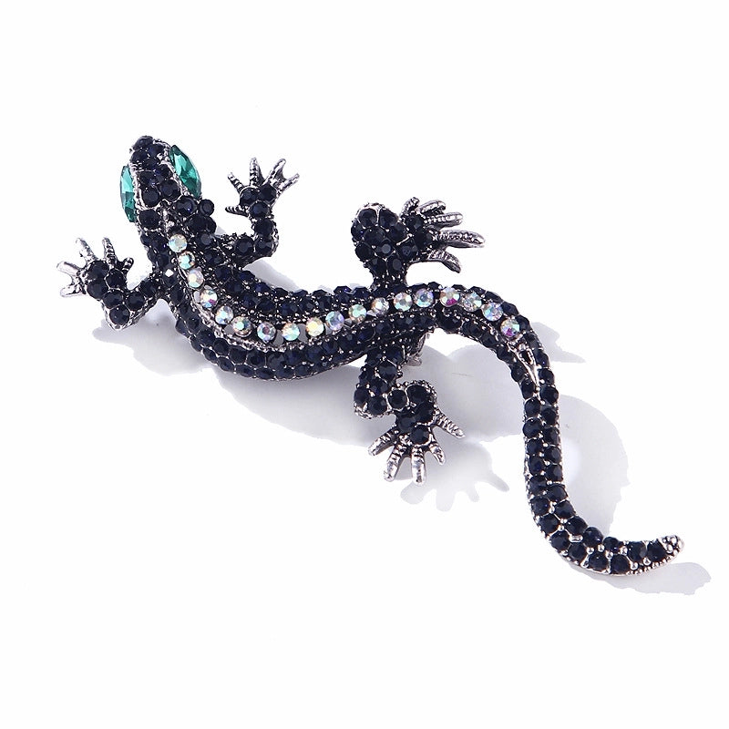 Fashion Pin Lizard Alloy Plating Inlay Rhinestones Unisex Brooches