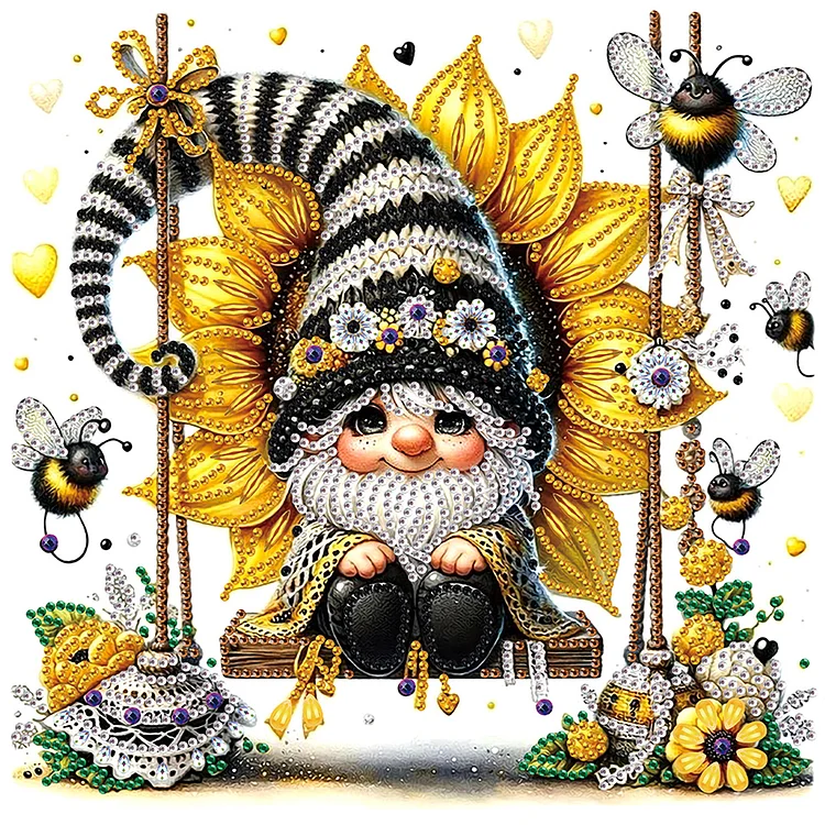 Flower Gnome 30*30cm (Canvas) Special Shaped Drill Diamond Painting gbfke