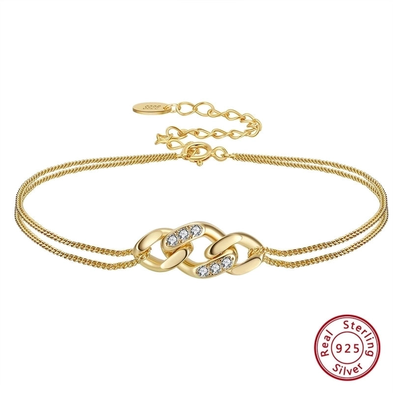 SB134  14K Gold Plated Adjustable Layered Cuban Chain Charm Bracelet Delicate Minimalist Gold Bracelet For Women Jewelry