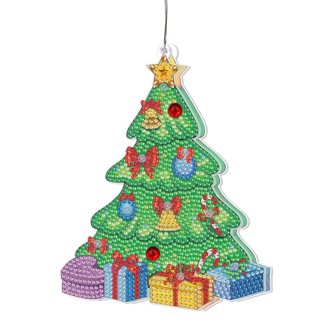 5D Christmas Diamond Painting Hanging Light Festive Rhinestone Lamp Pendant