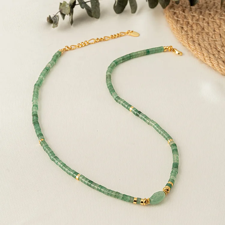 Olivenorma Natural Stone Green Aventurine Handmade Beaded Necklace