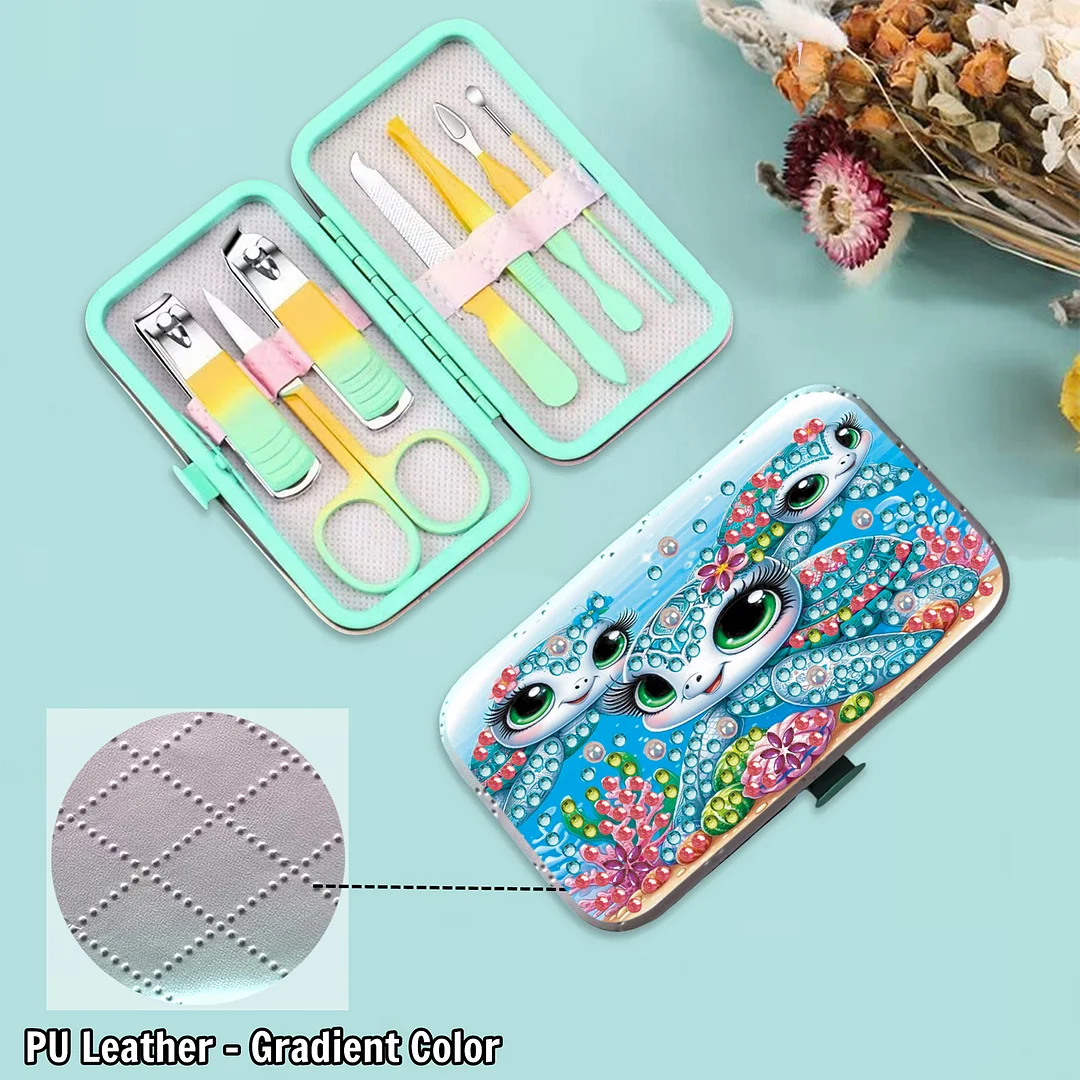 Sea Turtle Diamond Painting Nail Art Bag Set Includes 7 Professional Tools