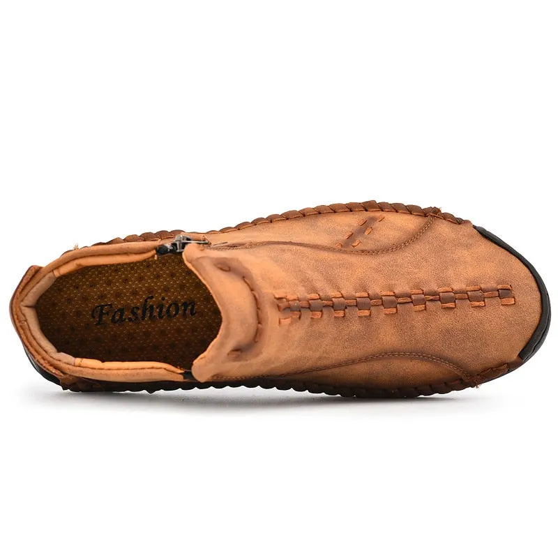 Vintage Men Boots Leather Fashion Western Ankle Boots Men High Top Autumn Winter Casual Shoes Sneakers Cowboy Botas Waterproof