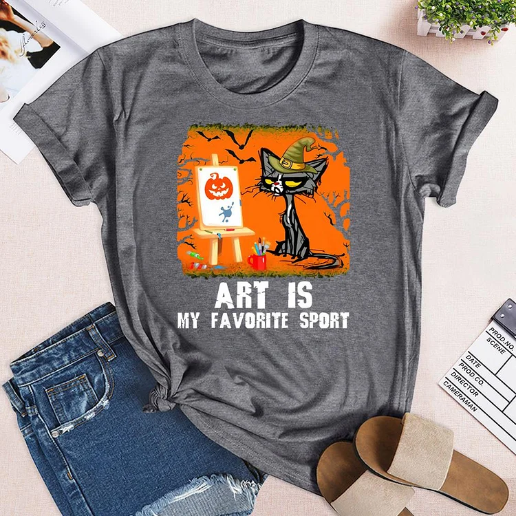 Cat Horror Art Is My Favorite Sport T-shirt Tee -06727