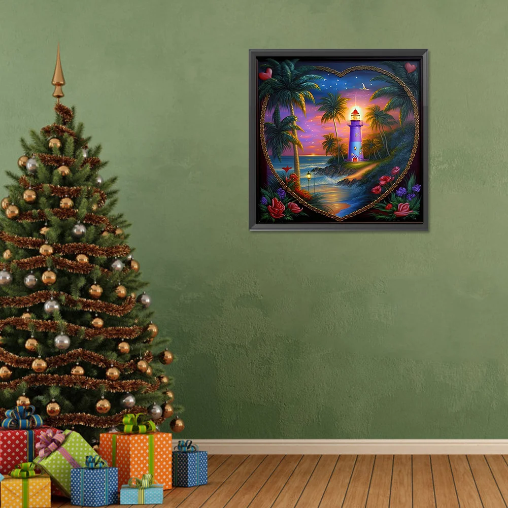 Diamond Painting - Full Round Drill - Beach Lighthouse(Canvas|30*30cm)