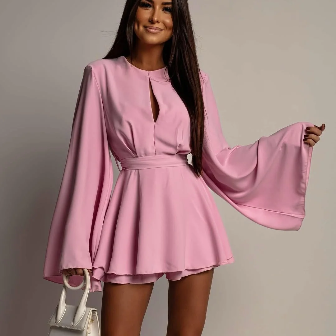 Nigikala Nigikala Women's New Fashion Temperament Show-Back Short Dress To The Waist Thin Dress