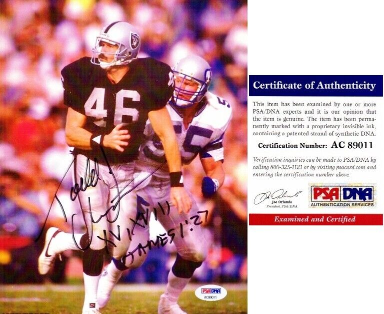 Todd Christensen Signed Oakland Raiders 8x10 Photo Poster painting - Deceased 2013 - PSA/DNA