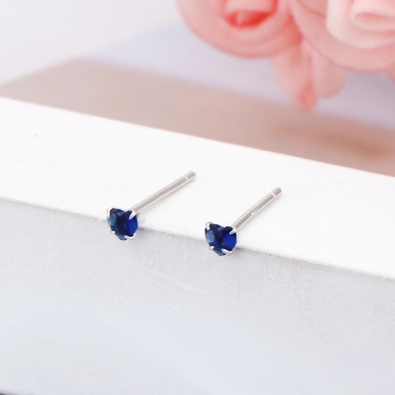 1 Pair 925 Sterling Silver Zircon Heart Shape Ear Studs