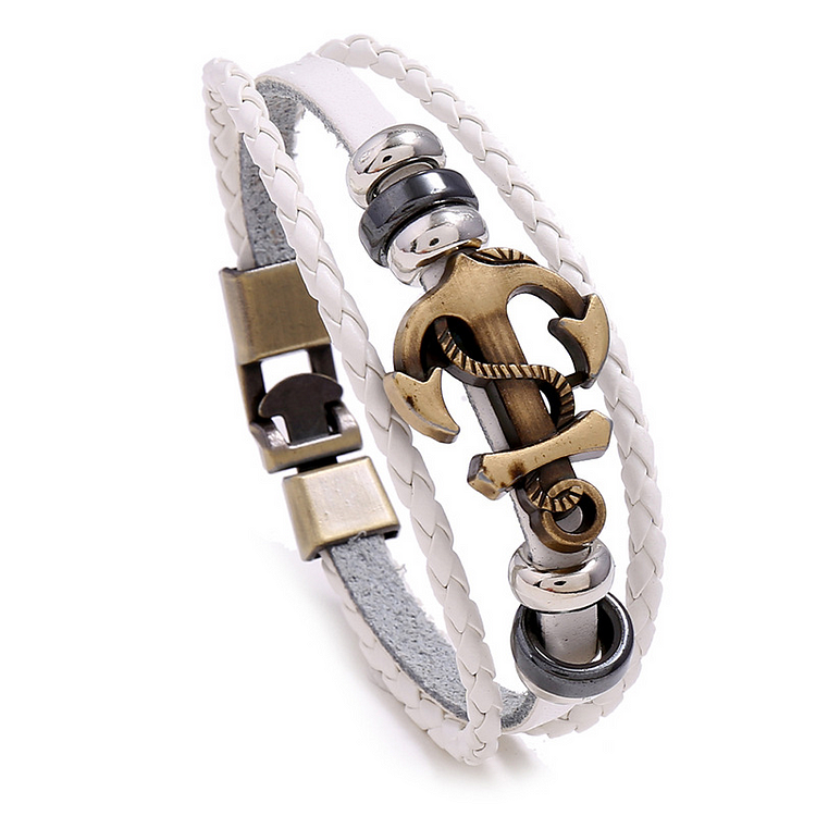 Multi-layer braided boat anchor cowhide bracelet