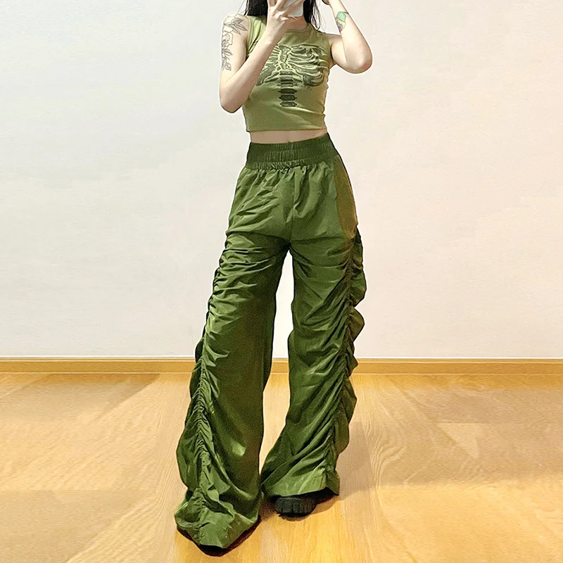 Uveng 2023 Summer Women's New Fashion Street Pat High Waist Raised Hips Loose Trousers With Casual Trousers