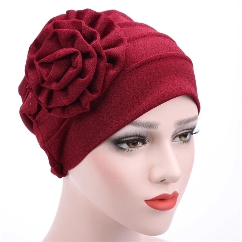 Women’s Ethnic Style Solid Color Flower Beanie Hat