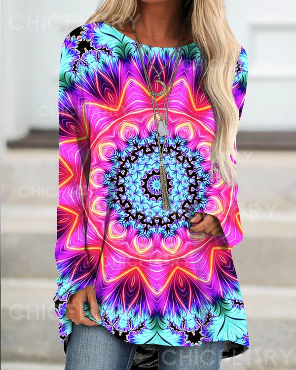 Mandala Vintage Loose Long Sleeve Top