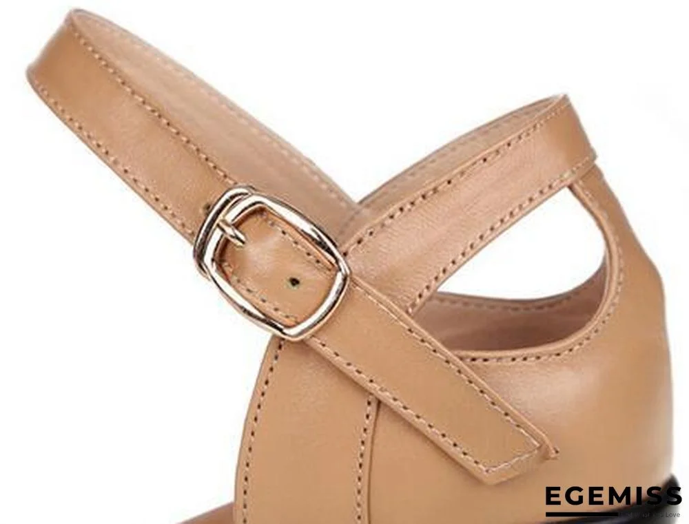 Cowhide Middle-aged Mother Sandals Genuine Leather Wedged Sandals | EGEMISS