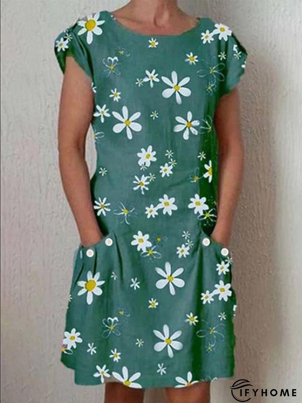 Round Neck Casual Short Sleeve Weaving Dress | IFYHOME