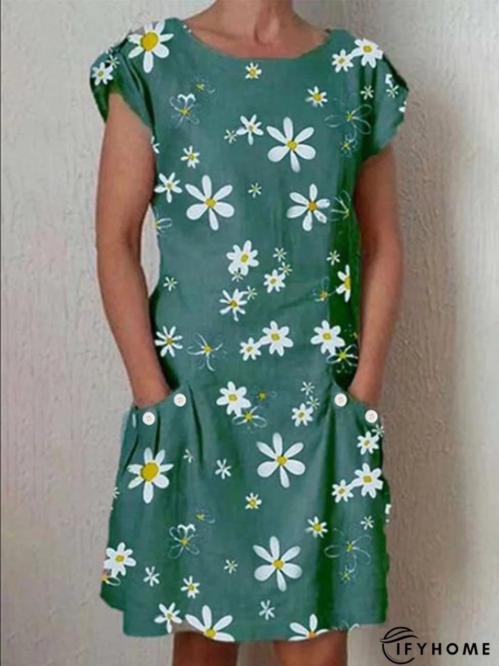 Round Neck Casual Short Sleeve Weaving Dress | IFYHOME