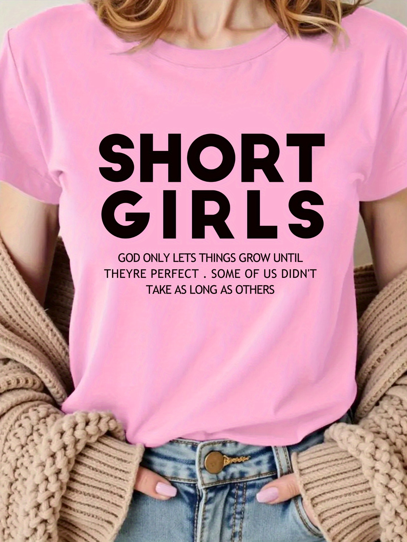 Short Girls 1pc Seven Color Optional New Women's Printed T-Shirt Round Neck Short Sleeved Top, Fashionable And Casual For All Seasons, Suitable For Home, Outdoor, Party, Sports, And Work Wear, Gift | IFYHOME