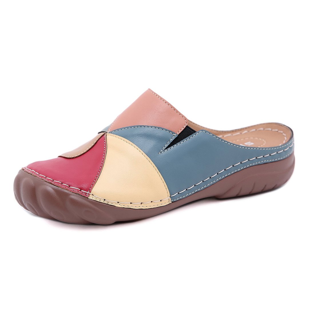 Women's color block clogs sandals soft closed toe slide shoes