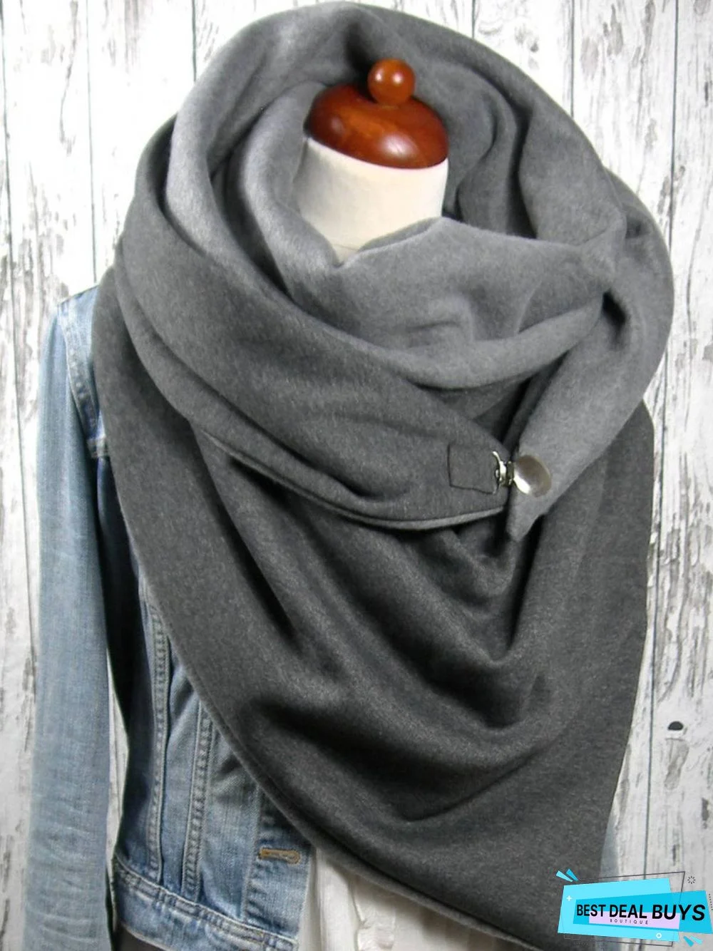Grey Casual Solid Cotton Scarves