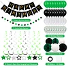 Birthday Decorations, Happy Birthday Banner with Birthday Balloons, Honeycomb Balls, Hanging Swirls, Circle Dots Garland, Happy Birthday Party Decorations for Women Men Boys Girls (Green&Black)