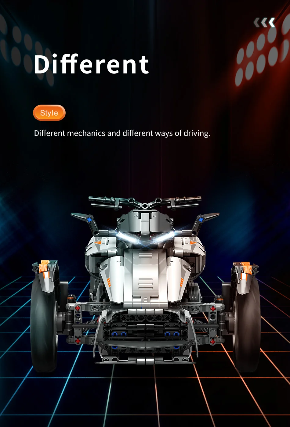 MOYU Sports Car Building Blocks Set, 1:6 Bombardier Three-Wheeler