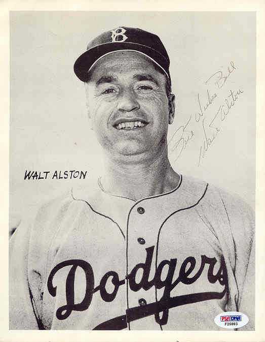 Walt Alston Signed 1950s 8x10 Photo Poster painting Psa/dna Certified