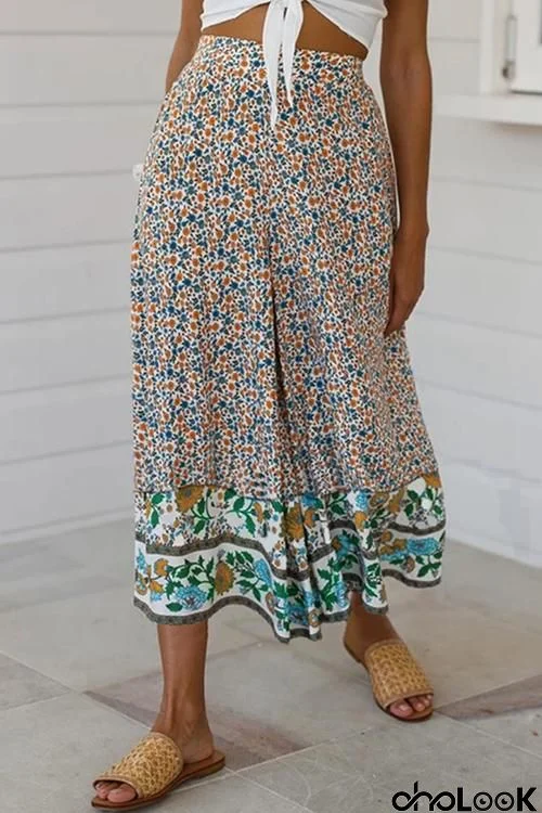 Floral Print Wide Leg Pants