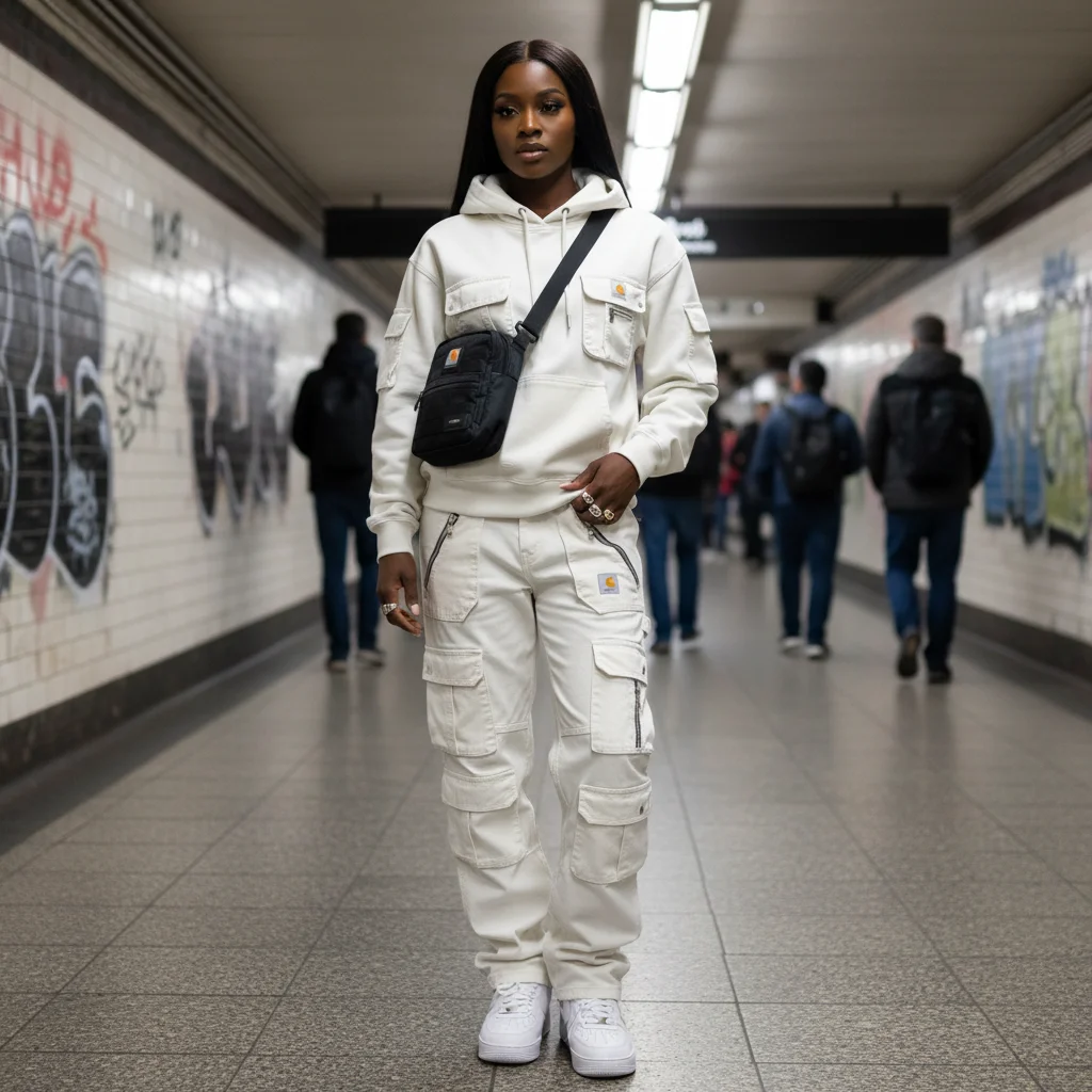 Street Style Multi-functional Multi-pocket Retro Washed Hooded Sweatshirt